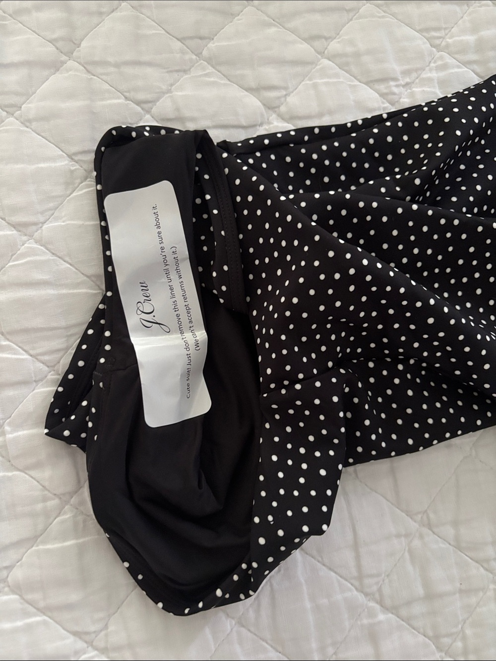J. Crew Black One-Piece Swimsuit with White Polka Dots Removable Straps Size 6 - Picture 3 of 4